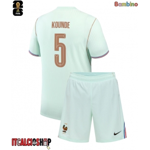 Francia Jules Kounde #5 Seconda Maglia Bambino Mondiali 2026 Manica Corta (+ Pantaloni corti)